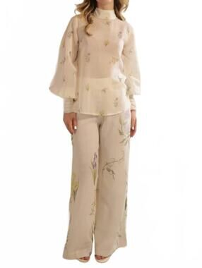 NEW KLEID dione high waisted pants in cream garden multi